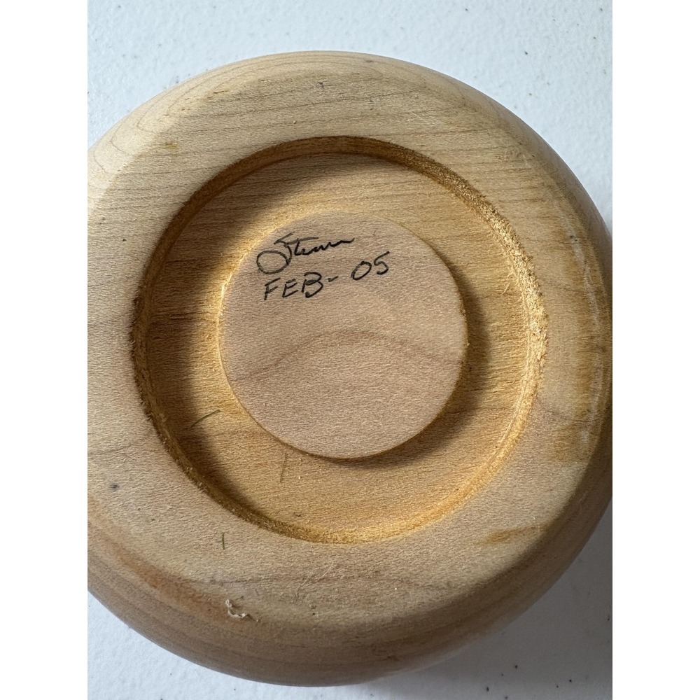 Vintage Hand Turned Wood Bowls Set Signed 2004-2005 Decor Salad Display Vase USA - Picture 13 of 15